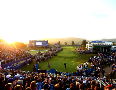 Large Soccer stadium on a sunny day
