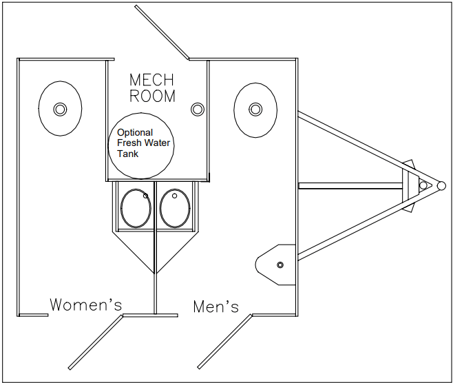 floor plan of luxury restroom trailer two-stall